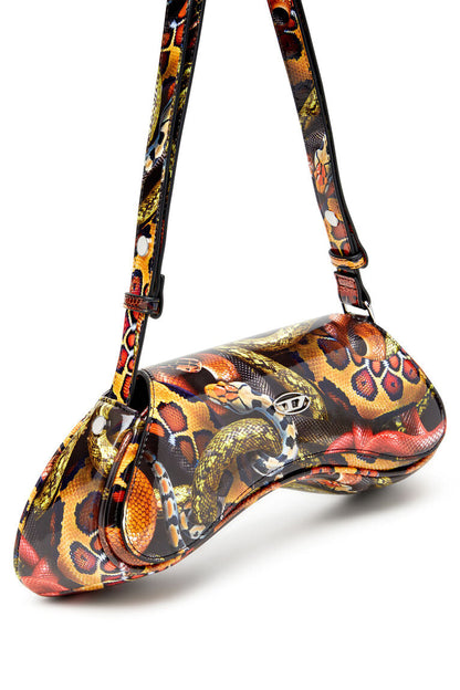 Borsa a spalla con stampa snake