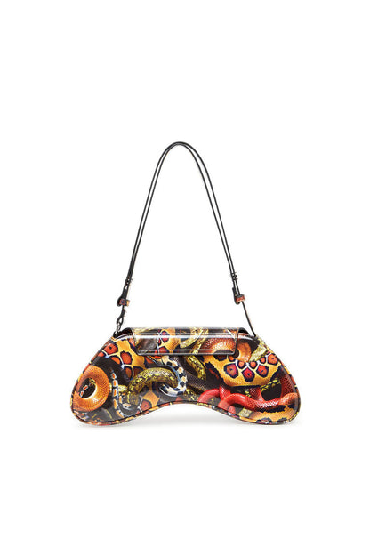 Borsa a spalla con stampa snake