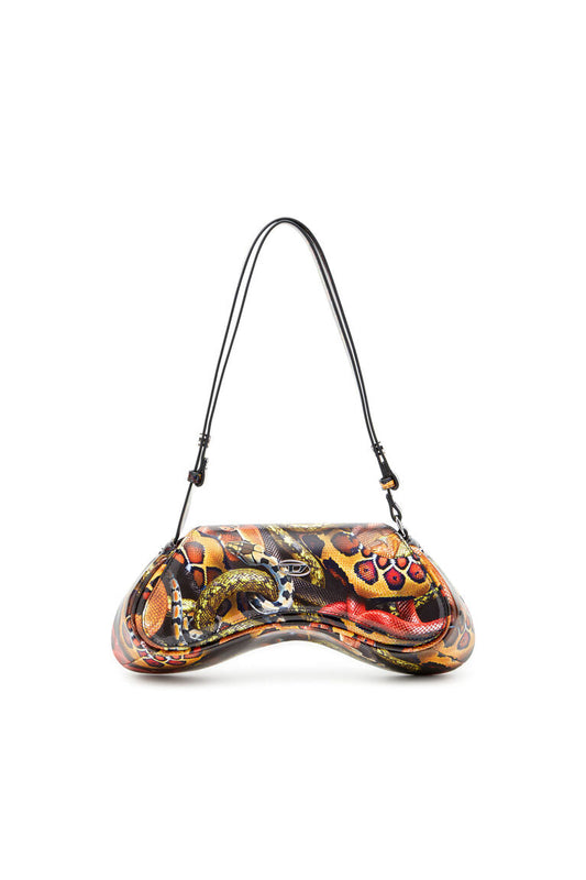 Borsa a spalla con stampa snake