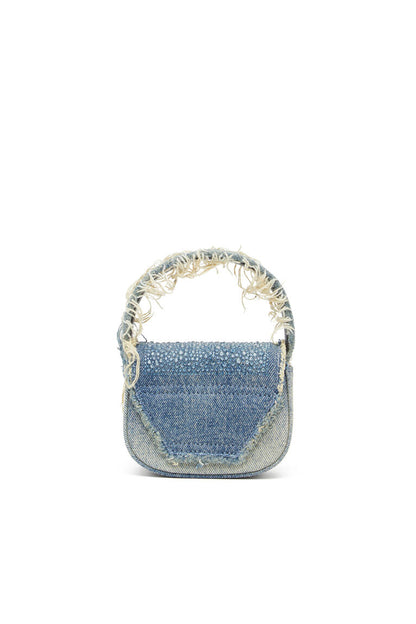 1DR XS-Iconica mini bag in denim e cristalli