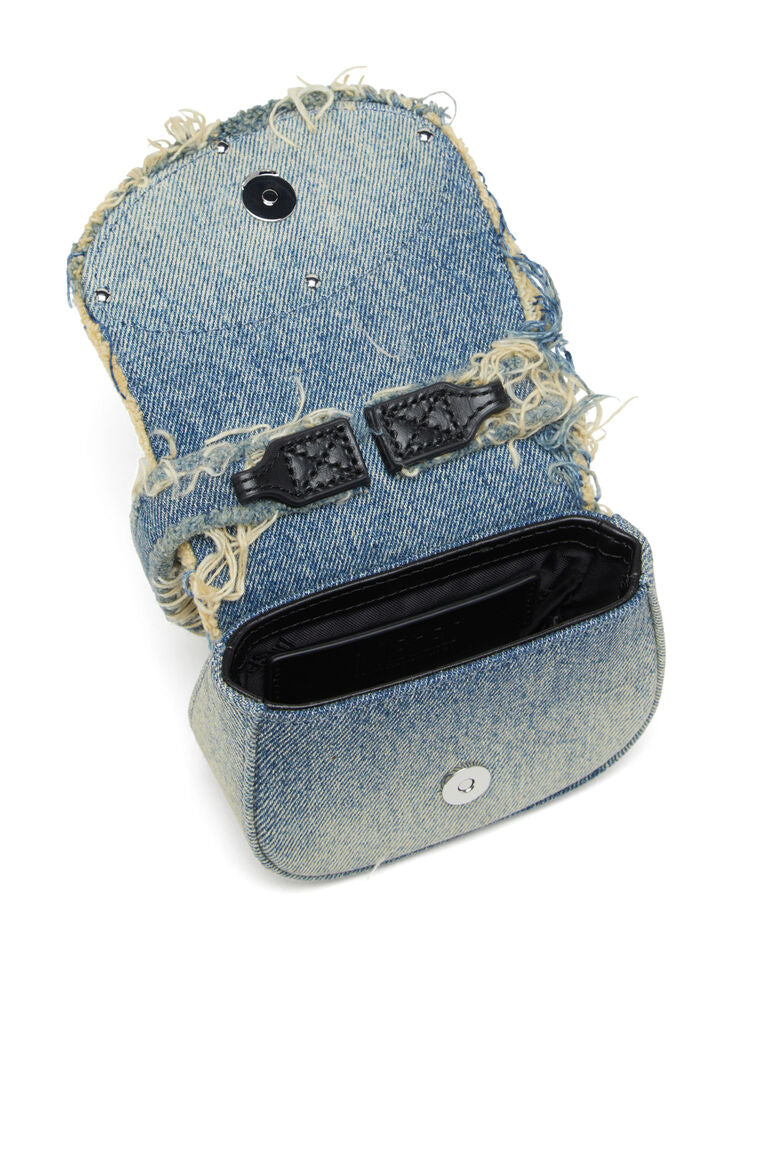 1DR XS-Iconica mini bag in denim e cristalli