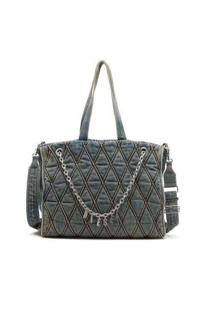 Charm-D-Tote in denim a rombi